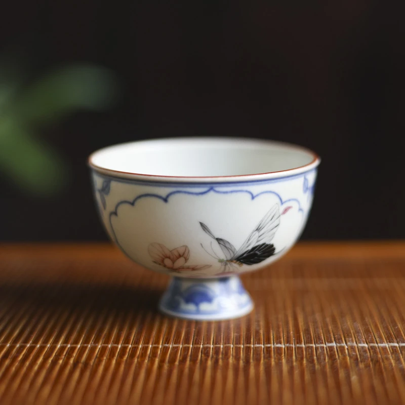 【直播专属】开窗斗彩黑蝴蝶-墨冉-杯-80CC（新墨冉0255）