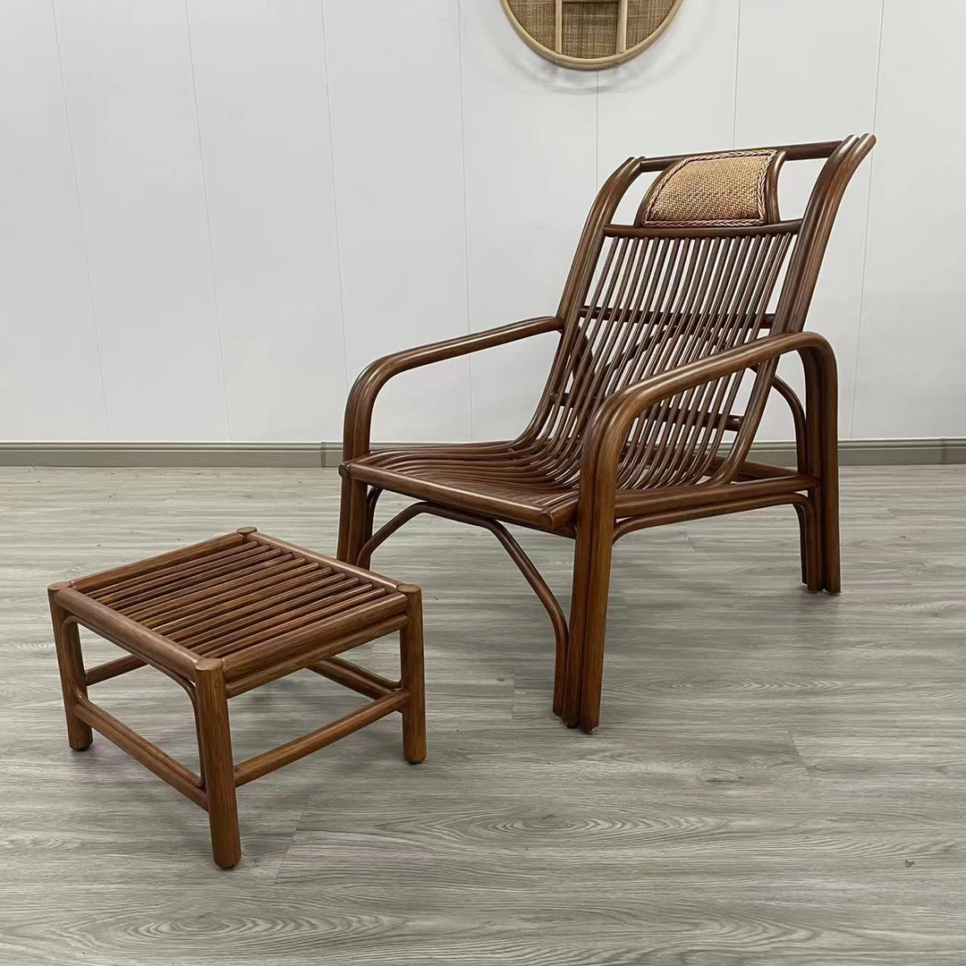 高背躺椅藤编藤椅阳台休闲椅客厅卧室懒人椅户外午睡椅逍遥椅