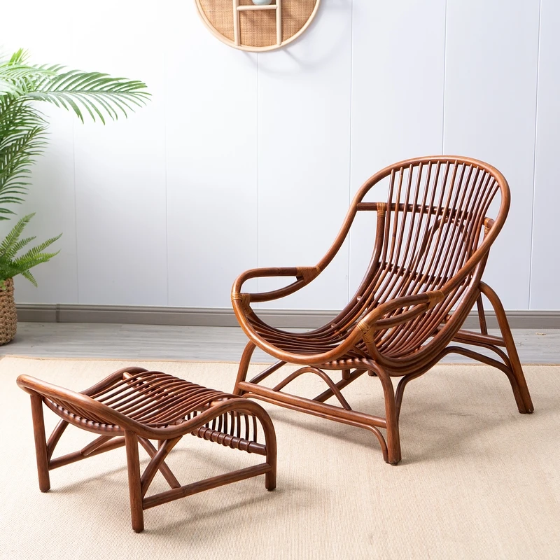 沙滩椅躺椅藤编椅子轻奢懒人休闲椅藤编藤椅客厅简约午睡椅阳台椅