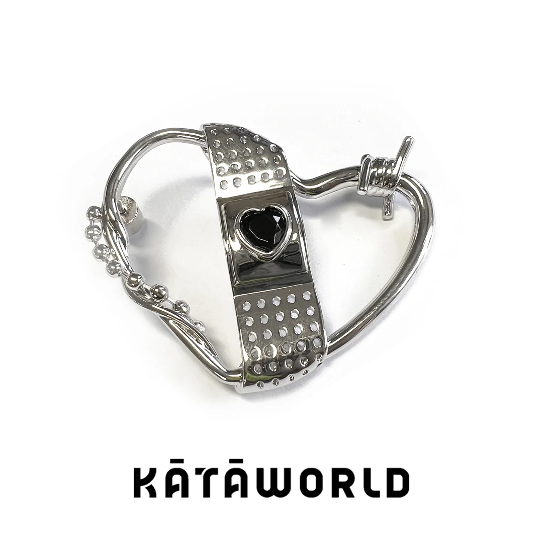 KATAWORLD 铜合金合成锆石耳饰 【主理人】时尚荆棘耳钉单只个性