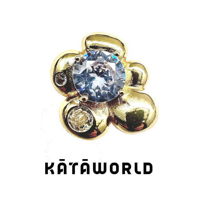 KATAWORLD 铜合金合成锆石耳饰  【主理人】不对称花瓣锆石耳骨夹
