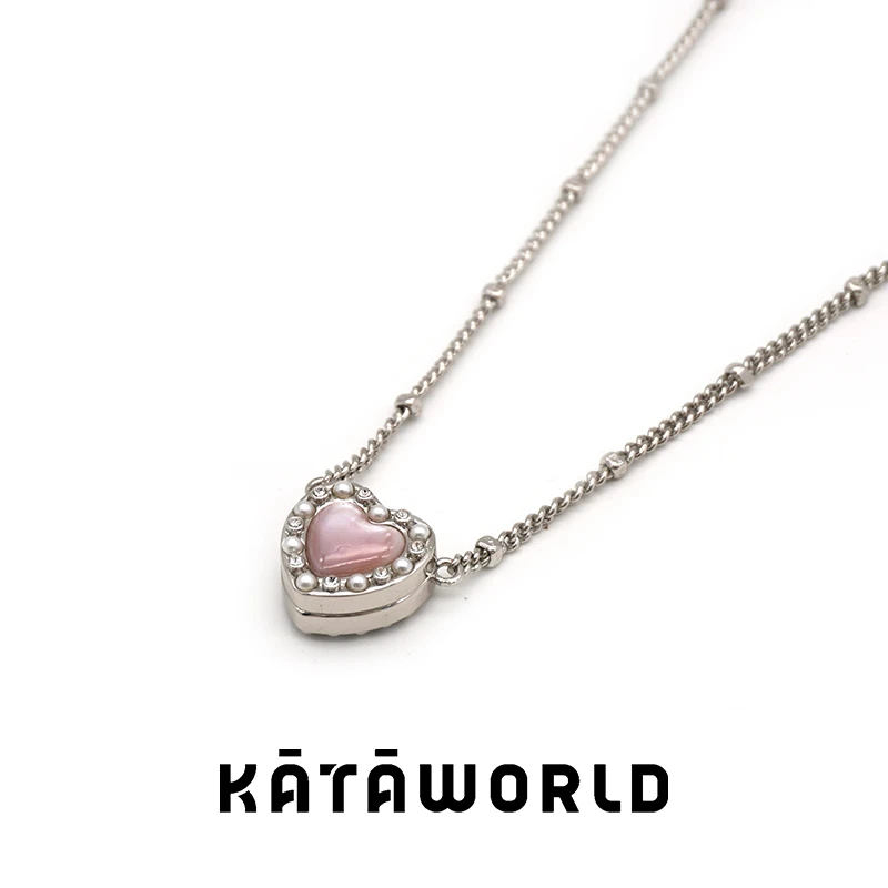 KATAWORLD 铜合金亚克力项链 【主理人】告白心形两面戴痴心项链