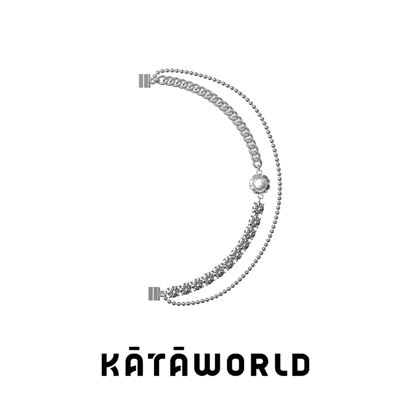 KATAWORLD 铜合金合成锆石项链 【主理人】山茶花古巴拼珠链4.0白金
