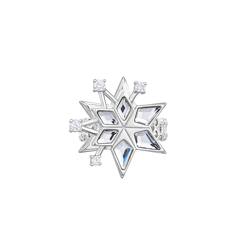 KATAWORLD 铜合金合成锆石耳饰 雪月花系列耳钉戒指X