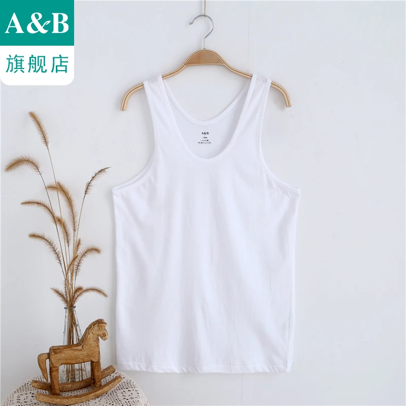ab男士背心薄款男无袖透气休闲打底简约纯棉纯色运动吸汗汗衫S706