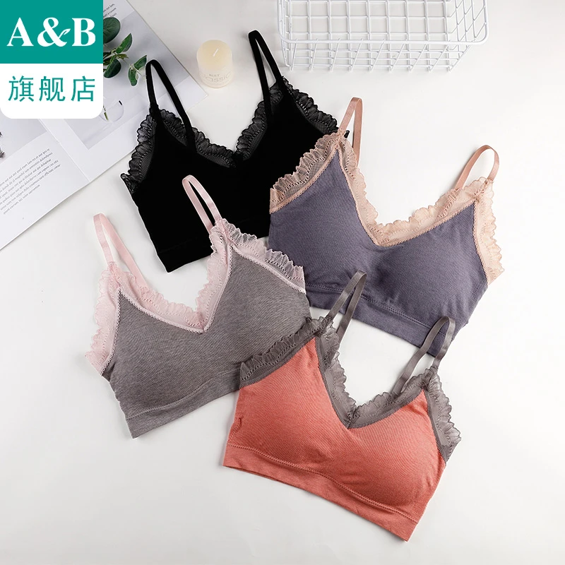 ab内衣蕾丝美背文胸无钢圈吊带裹胸罩聚拢背心式舒适运动内衣C462