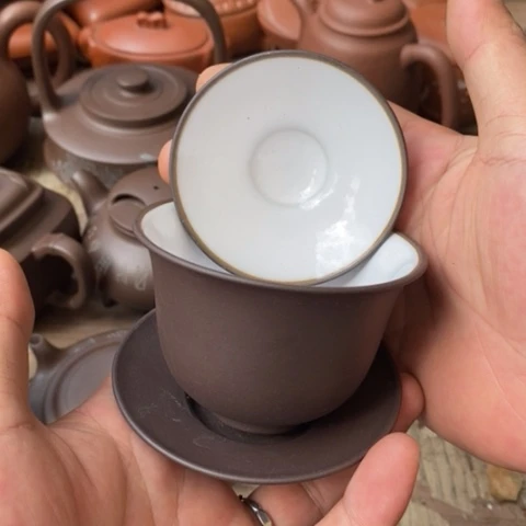 紫砂茶壶白釉盖碗120-150cc有缩釉点