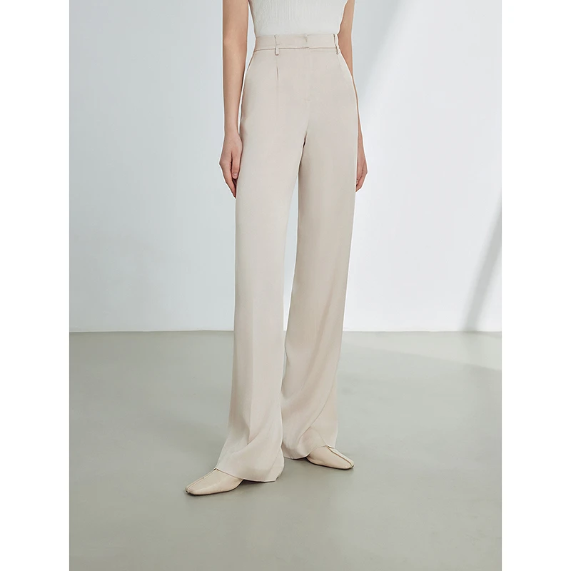 朗姿法式复古修身显瘦气质通勤裤子女2024年夏季新款高级感休闲裤