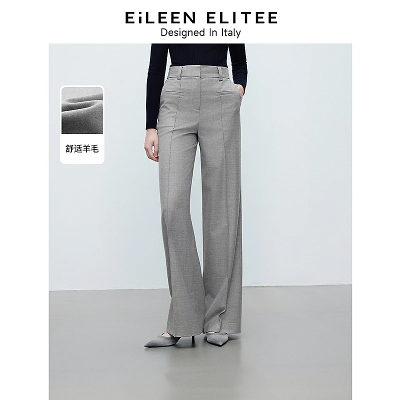 朗姿欧洲EiLEEN ELITEE羊毛高腰通勤职业直筒西装裤女2025春新款
