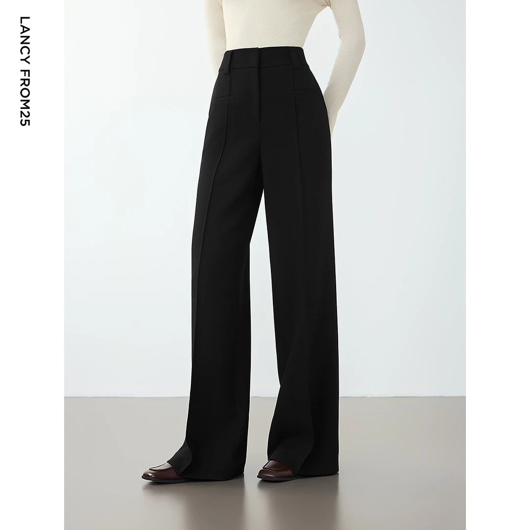 【王楚然同款】朗姿新款高腰西装裤显瘦阔腿裤通勤长裤气质休闲裤