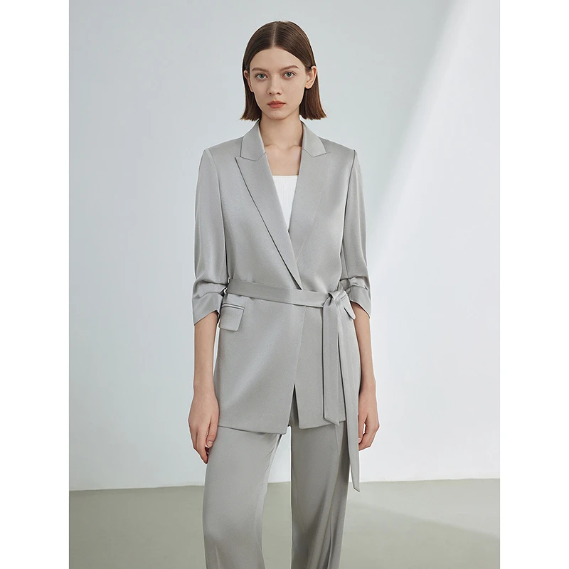 朗姿法式三醋酸高级感气质西服外套女新款通勤高端西装