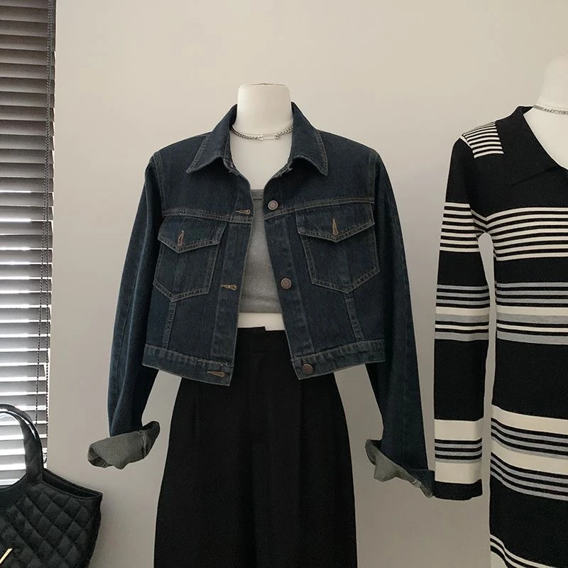 牛仔外套女2024年秋季新款高级感休闲美式短款小个子外套夹克复古