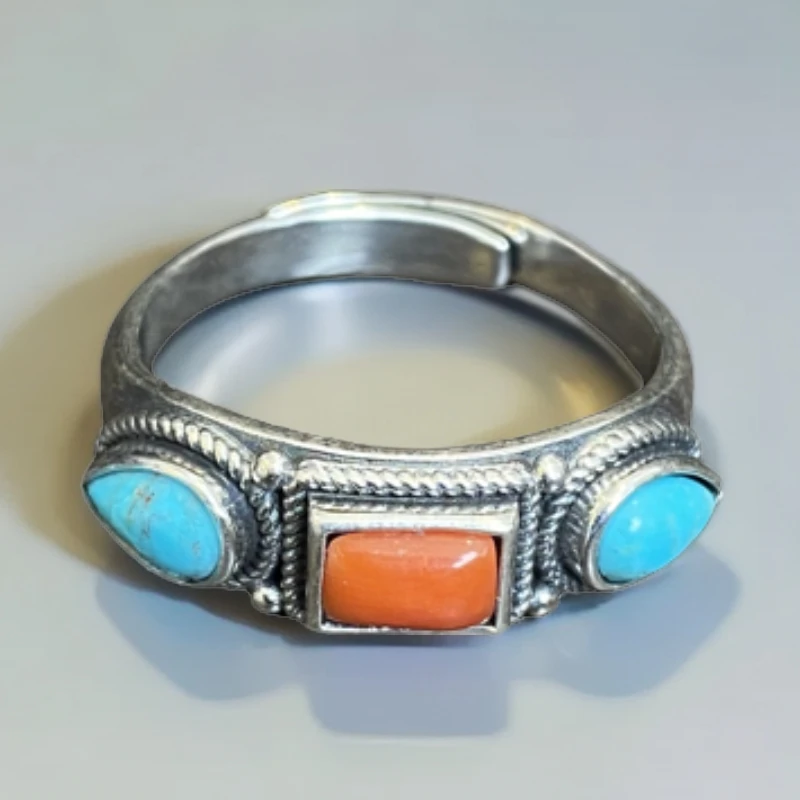 925银戒指 民族风镶嵌戒指 JZ00470