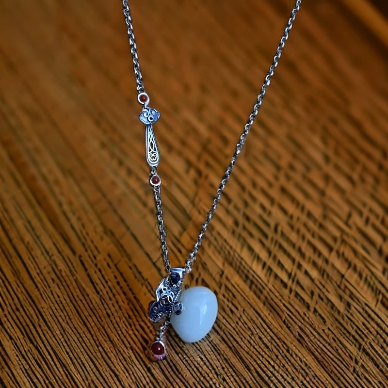 坠链均925银 民族风重工镶嵌项链  XL00625