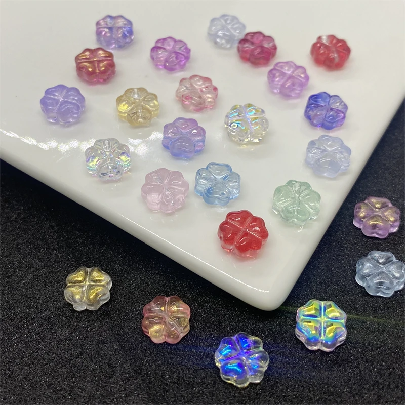 100颗玻璃珠8mm四叶草diy散珠子手串手链串珠材料包