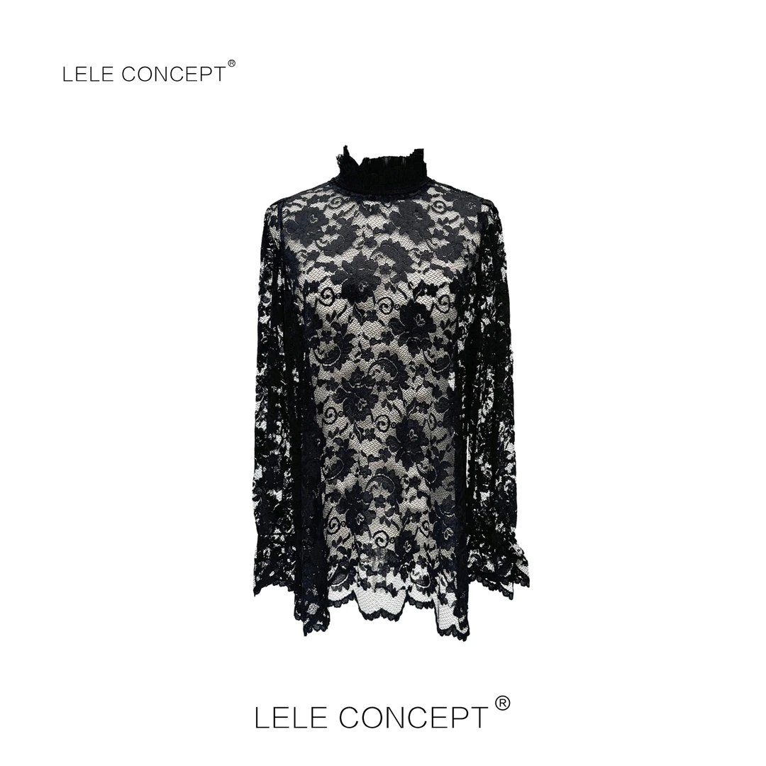 LELE CONCEPT丨新款法式轻奢设计款半领蕾丝衫S0680