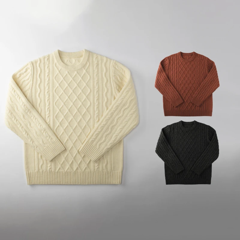 渔夫毛衣 100%澳洲羊仔毛 FISHERMEN SWEATER 复古毛衣 阿美咔叽