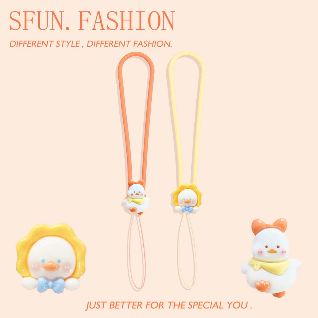 加油鸭走路呀短挂绳精致手机壳腕带新款硅胶钥匙扣ccd挂件u盘耳机