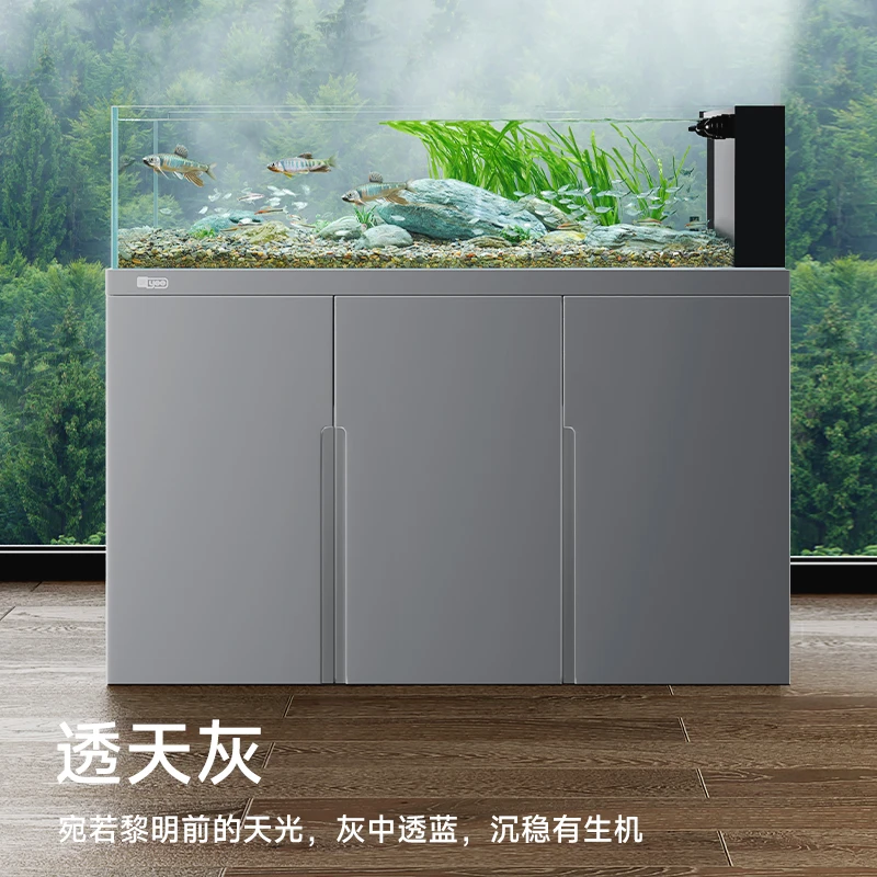 YEE鱼缸2024新款溪流缸 无甲醛板材 侧溢流水切黑玻底滤金晶超白