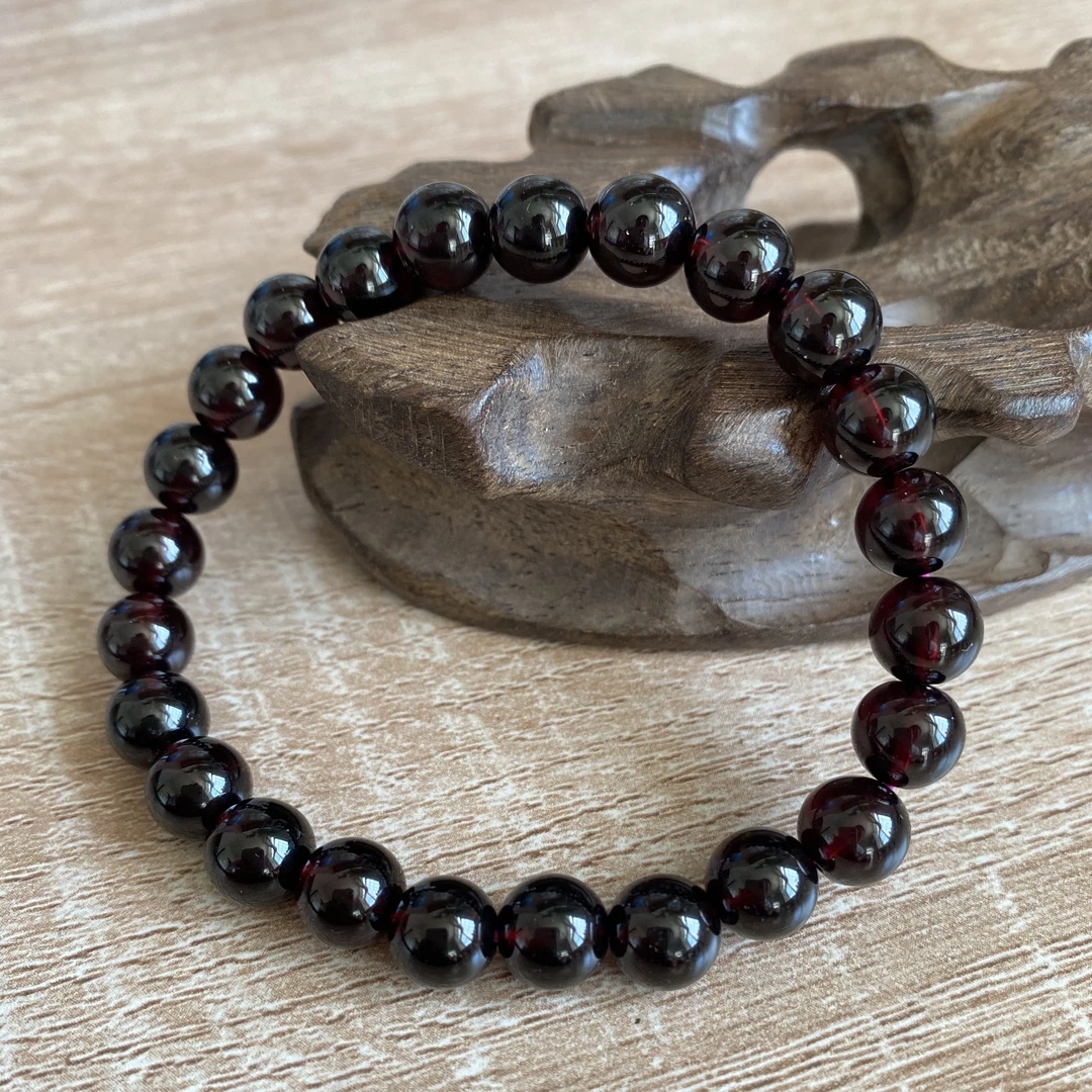 【盈菲】卡8.0天然石榴石极光酒红色单圈毕业级手链