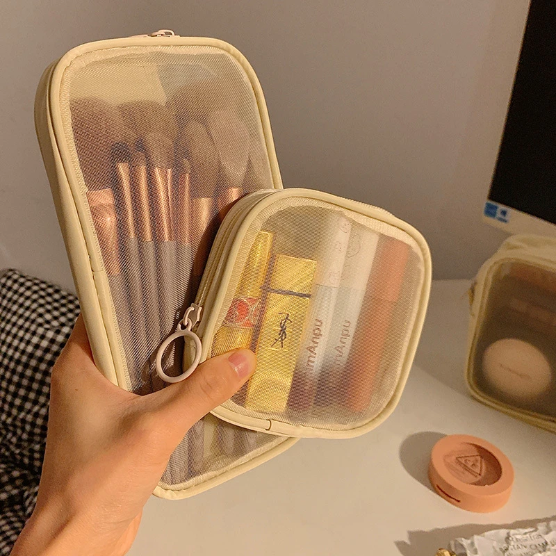 2024潮款化妆收纳包大容量便捷随身旅行洗漱包可视化网纱收纳袋子