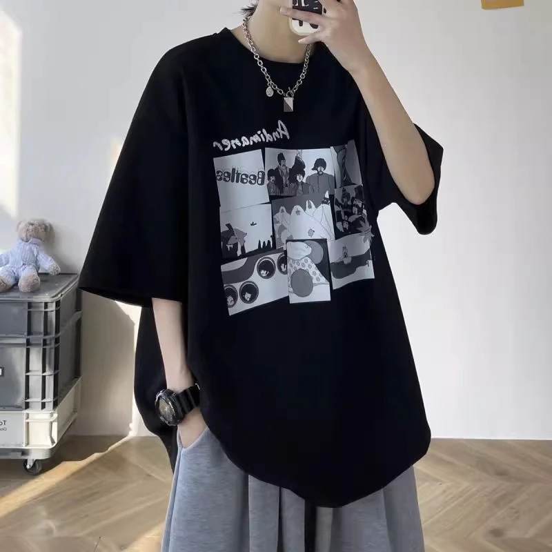 加肥加大码300斤日系复古重磅短袖男t恤夏季ins潮牌宽松半袖上衣