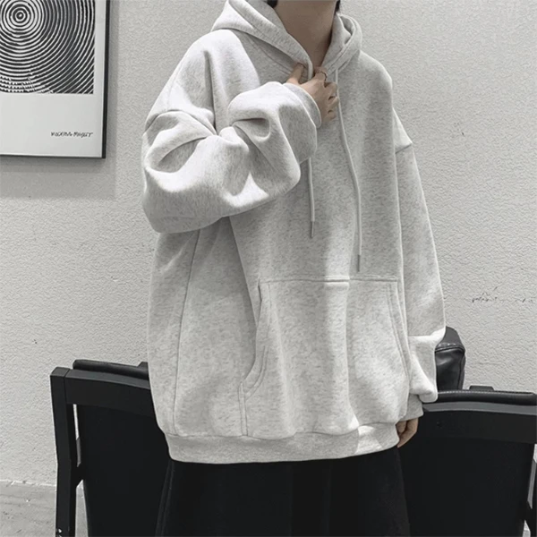 加肥加大码300斤灰色连帽卫衣男士秋季薄款美式高街600g重磅外套