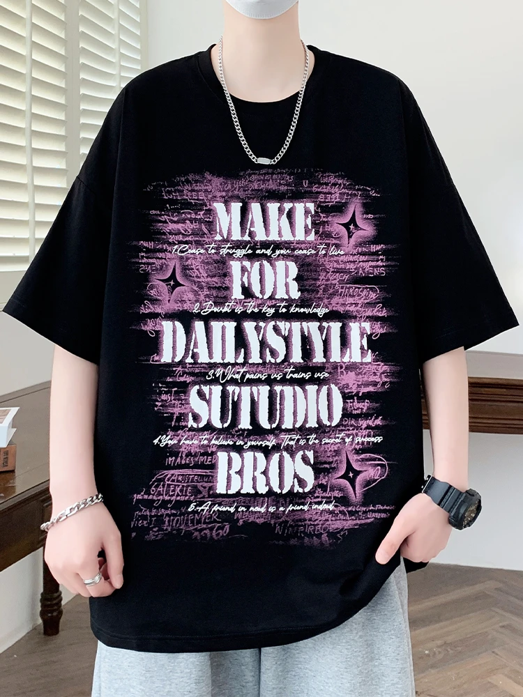 加肥加大码300斤美式重磅纯棉短袖t恤男夏季2024新款宽松半袖上衣