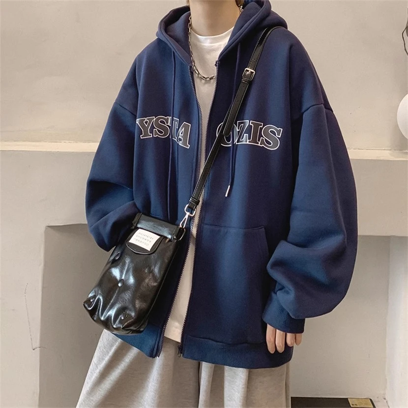 加肥加大码300斤美式复古拉链开衫卫衣男春秋款宽松百搭重磅外套