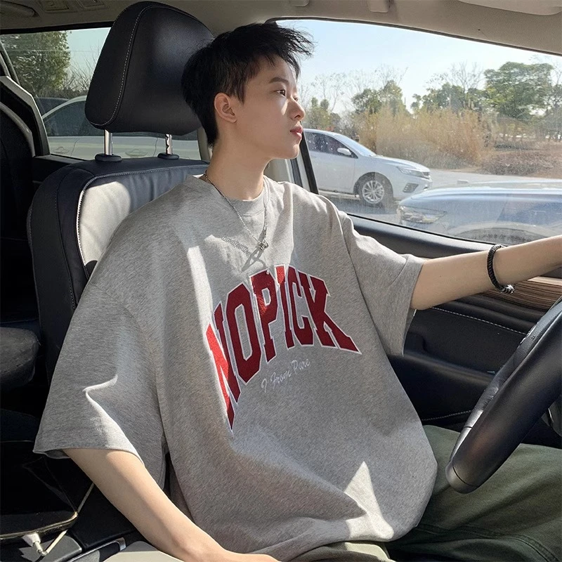 加肥加大码300斤重磅港风灰色短袖t恤男夏季美式潮牌纯棉半袖上衣