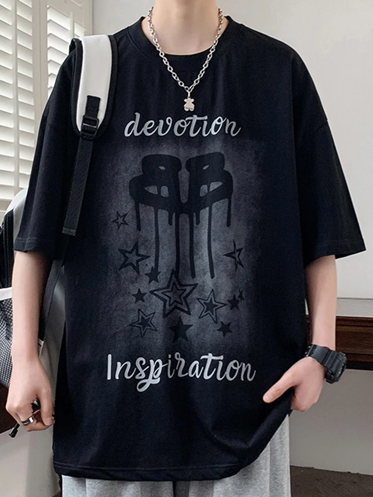 加肥加大码300斤美式复古纯棉圆领短袖男t恤夏季宽松重磅半袖上衣