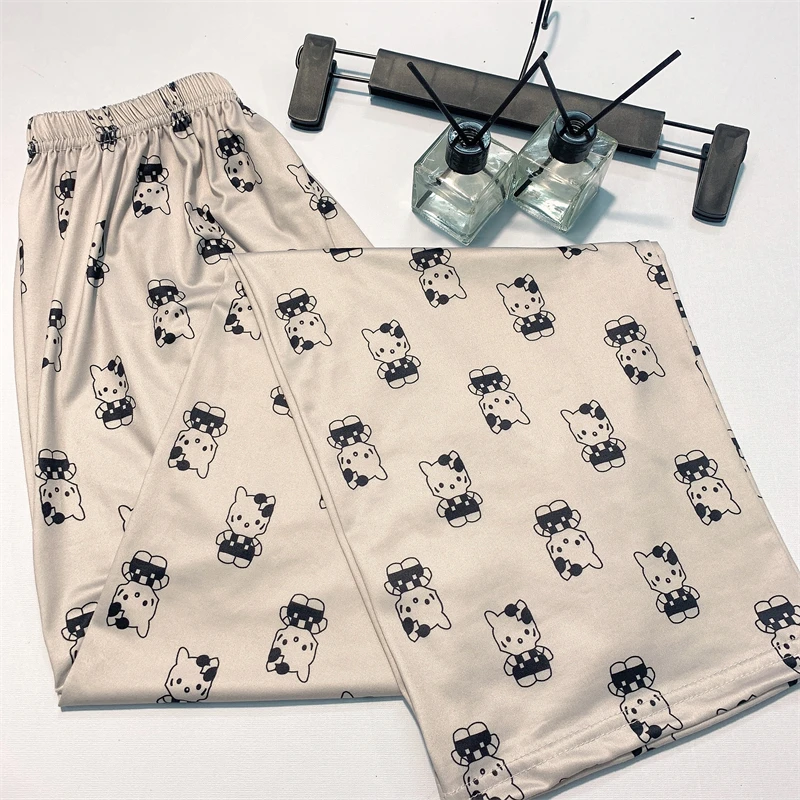 遛弯裤子卡通新款凯蒂猫睡裤女春秋宽松居家冬季长裤休闲可外穿