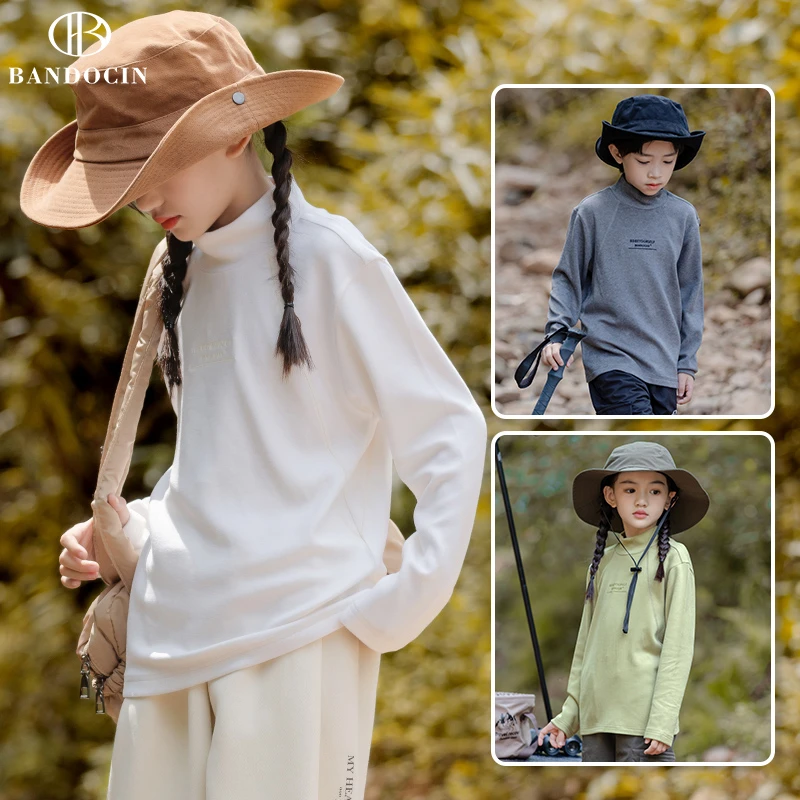 BANDOCIN/半度闲2023新款开学穿搭户外儿童秋季立领宽松打底衫