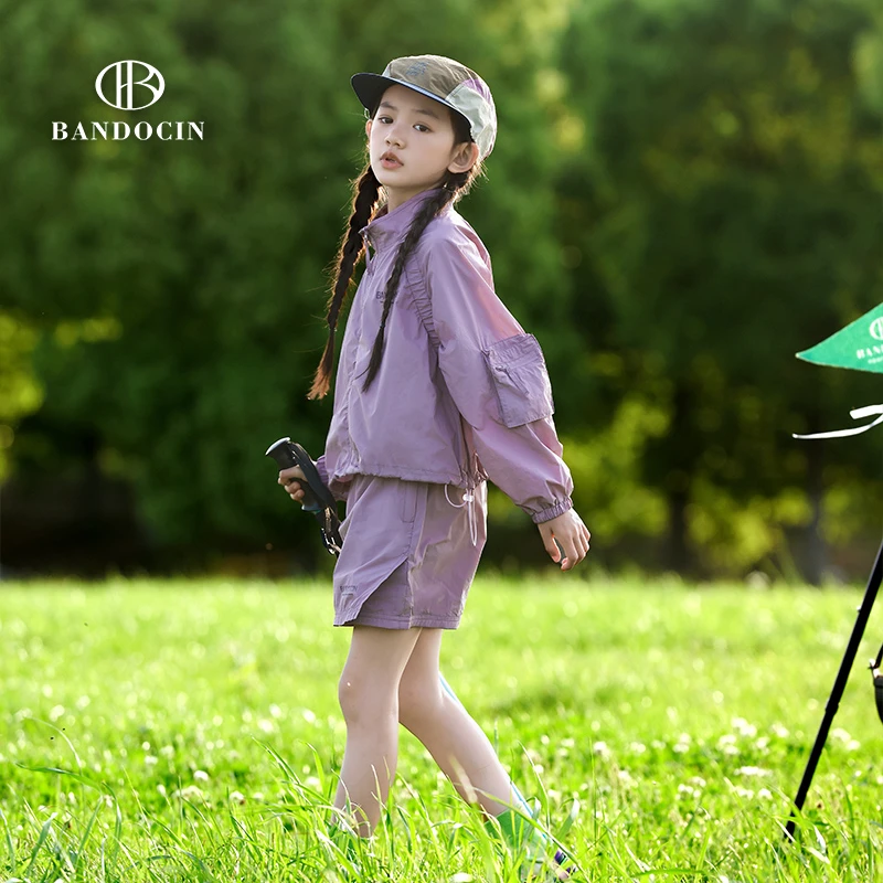 BANDOCIN女童春秋穿搭韩式防晒套装轻薄凉感透气户外亲子运动装