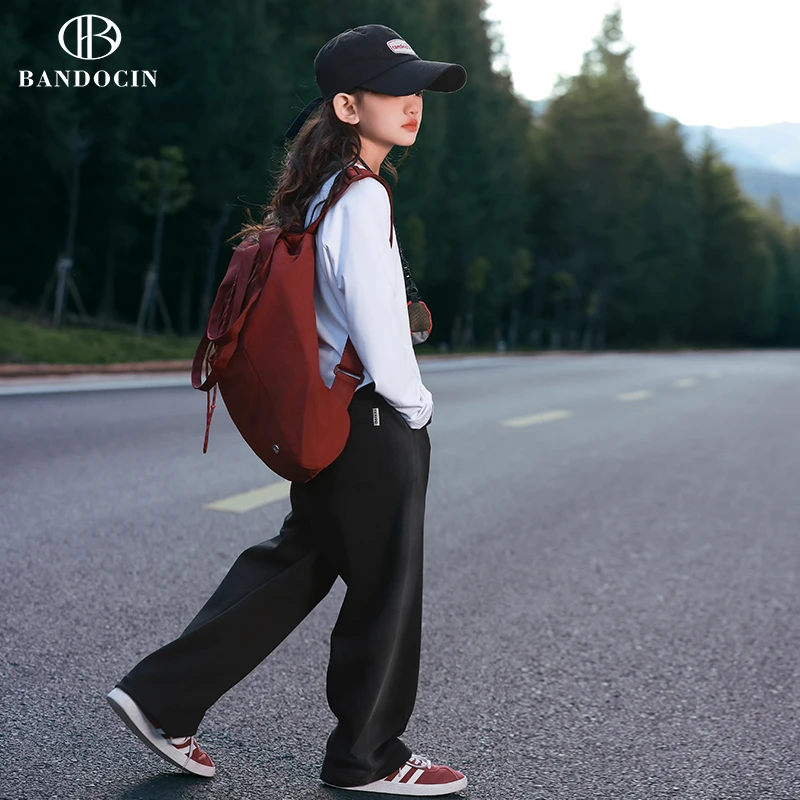 BANDOCIN/半度闲女童秋季时尚休闲宽松简约户外健身轻便抽绳裤子