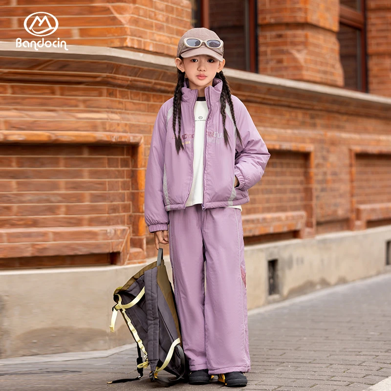 BANDOCIN/户外运动防风保暖棉服套装女童冬季休闲时尚宽松两件套