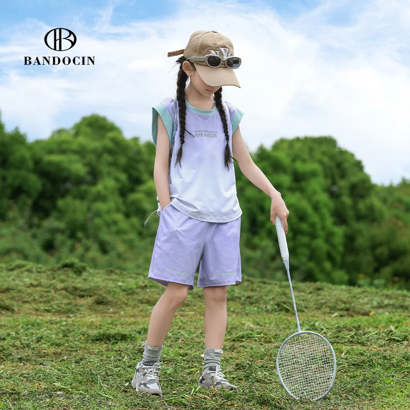 半度闲【夏日穿搭】女童夏季套装潮户外网羽运动透气速干薄款两件套