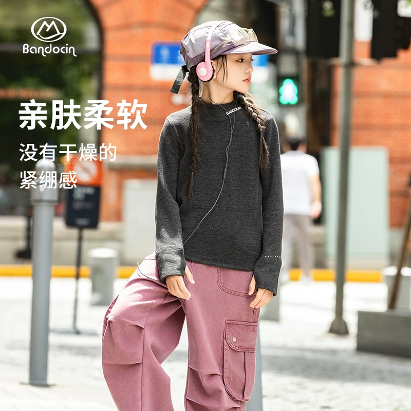 BANDOCIN/半度闲户外速干保暖内衣女童秋冬季滑雪登山徒步长袖T恤