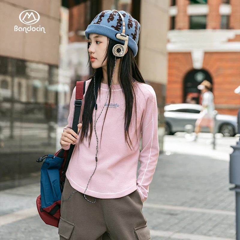 BANDOCIN/半度闲女童网红炸街上衣T恤长袖秋冬户外洋气保暖打底衫