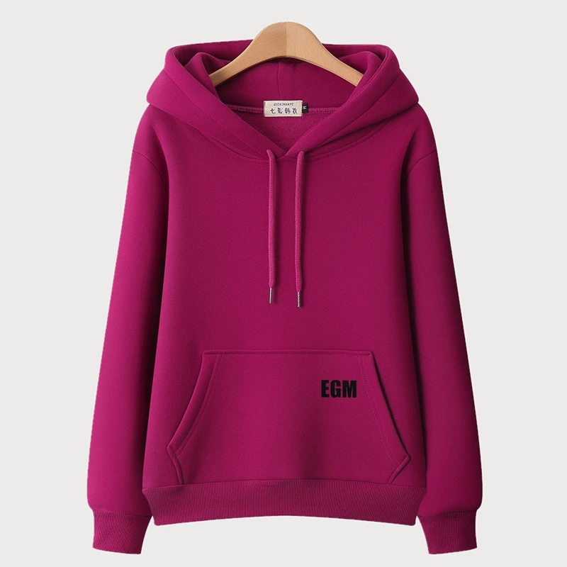 秋冬火龙果色卫衣女士加绒加厚2025新款连帽大码爆款显瘦保暖外套