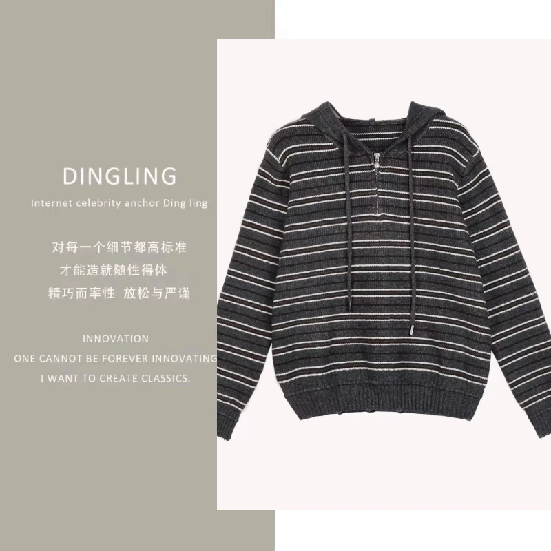 【四季青丁玲轻奢】针织衫女2024秋冬新款宽松外搭上衣女