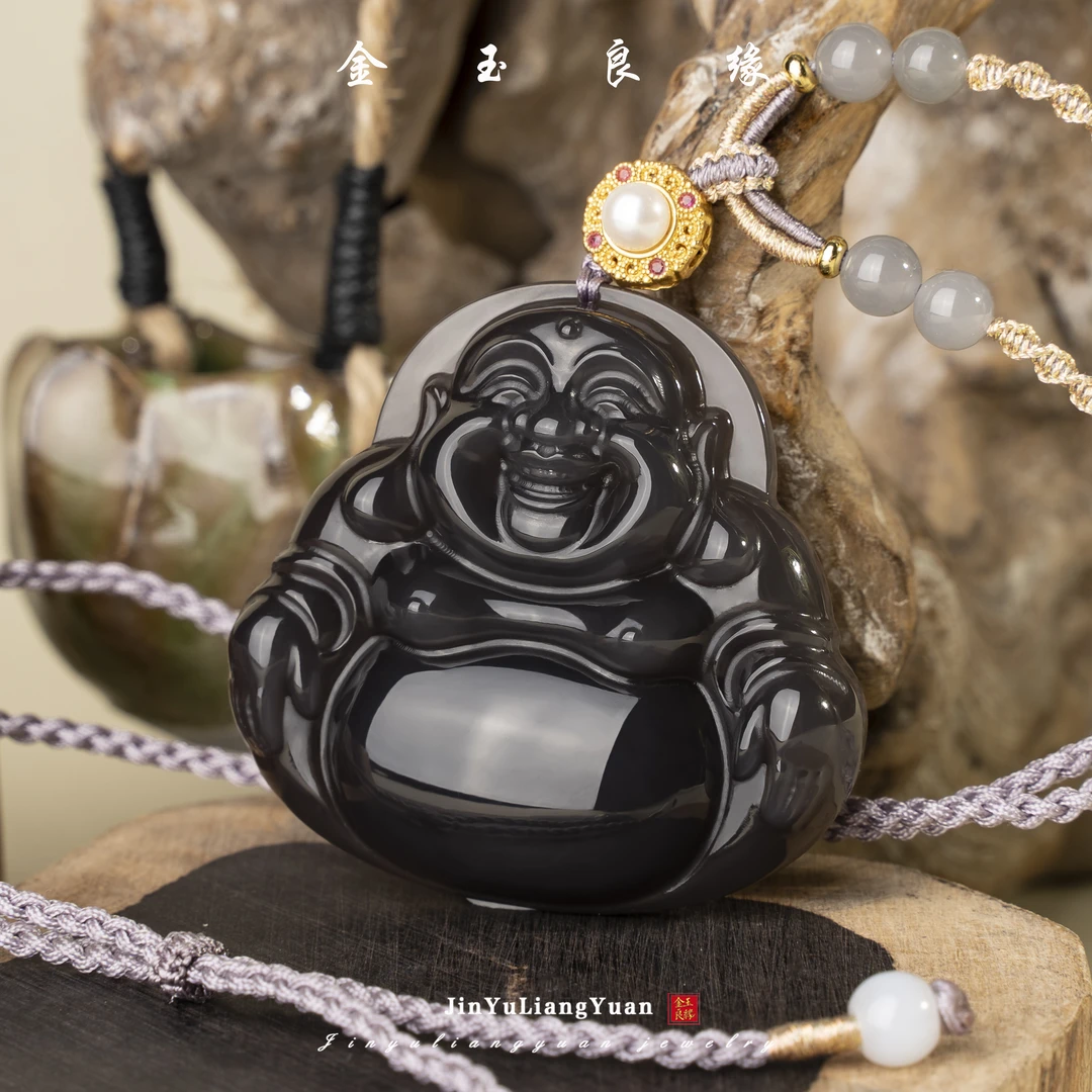 金玉良缘 帝王紫大佛公 传承和田玉佛公吊坠