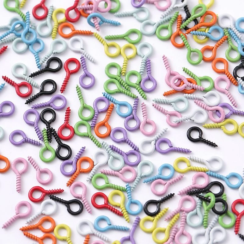 彩色烤漆羊眼钉羊角钉小吊坠自攻挂钩娃娃改造钥匙扣diy饰品配饰