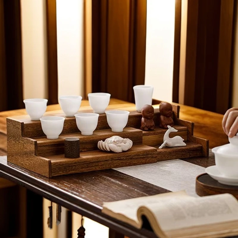 伸缩款置物架轻奢复古家用木质创意木制客厅架子置物架桌面