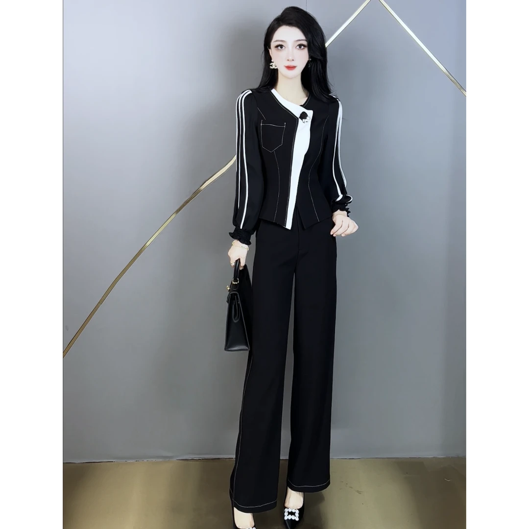 XINYIGUAN/鑫衣馆2024新款时尚气质秋季休闲显瘦套装24655 8.15