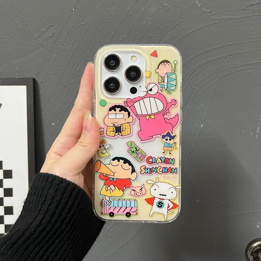 卡通蜡笔小新适用苹果16promax手机壳iphone14可爱13全包15Plus女