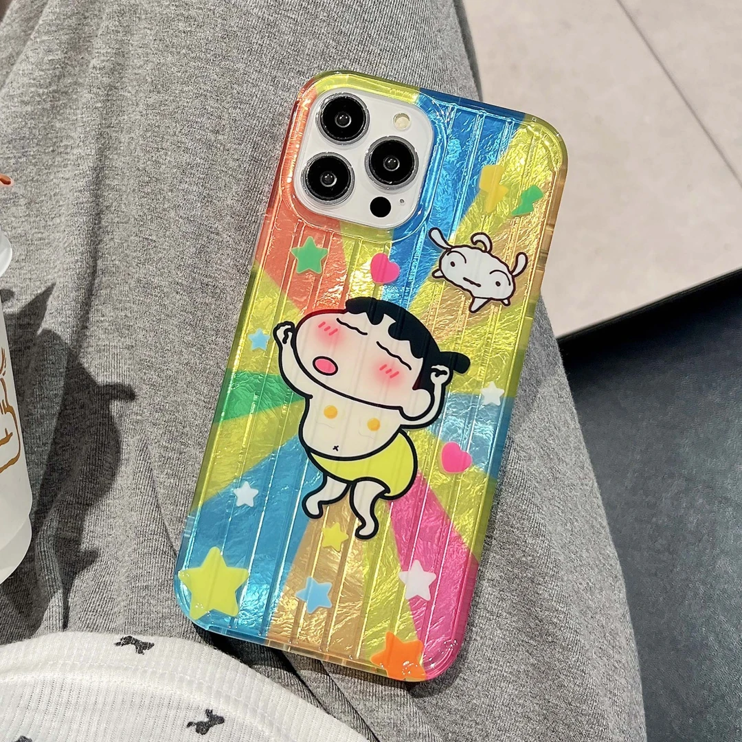 卡通趣味小新适用苹果13手机壳iphone14全包防摔15promax可爱外壳