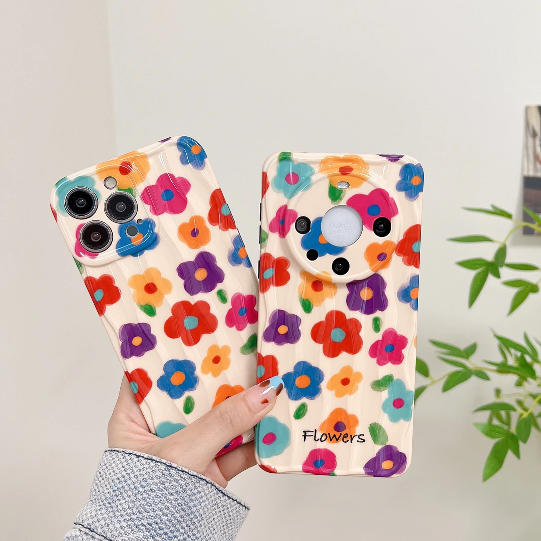 小众清新满屏花朵适用苹果15手机壳iphone13全包软壳14promax防摔