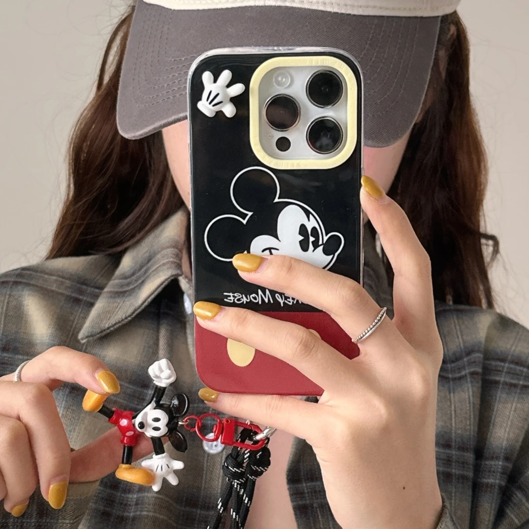 卡通拼色米奇适用苹果13手机壳iphone14全包防摔15promax新款外壳