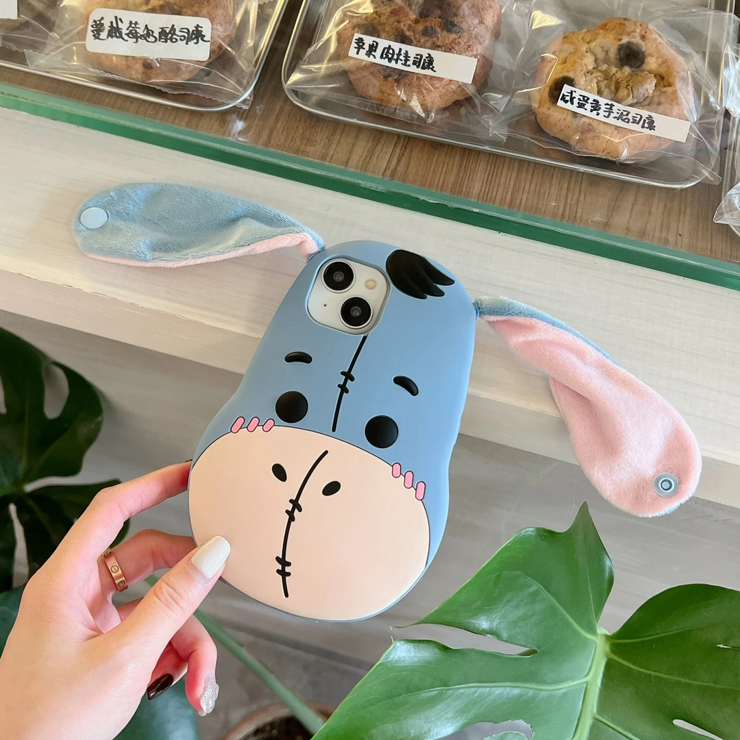 卡通屹耳驴适用苹果13手机壳iphone15液态软硅胶14pro可爱防摔女